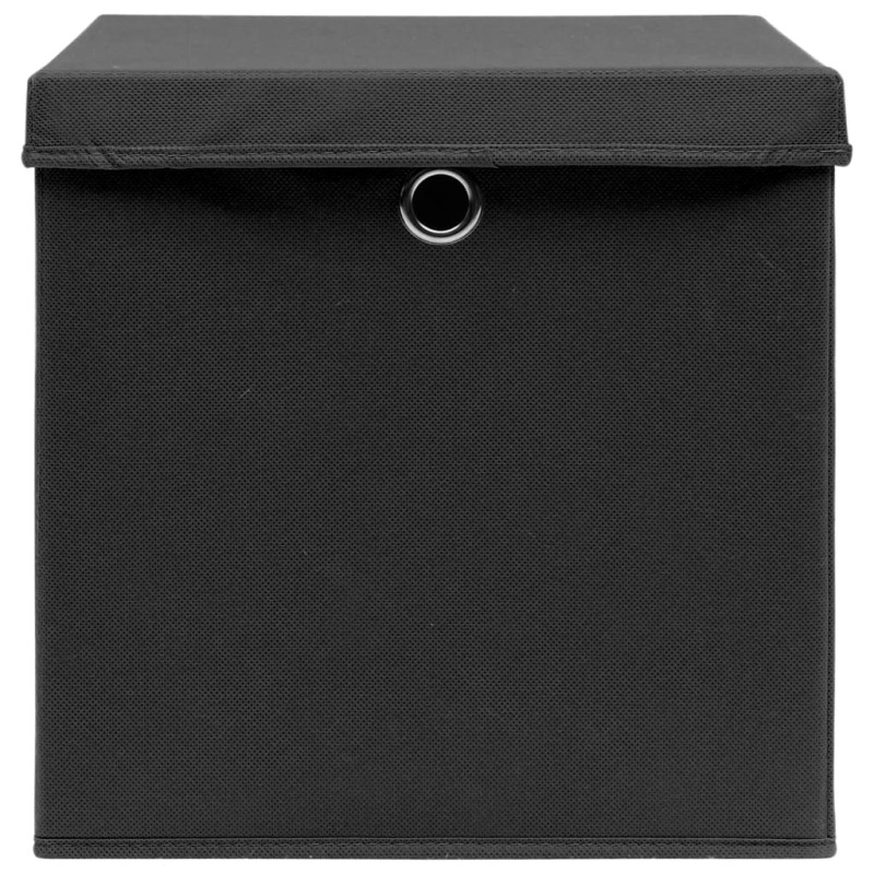 Produktbild för Förvaringslådor med lock 4 st 28x28x28 cm svart