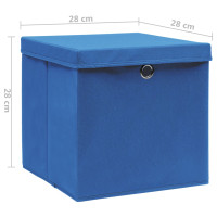 Miniatyr av produktbild för Förvaringslådor med lock 4 st 28x28x28 cm blå