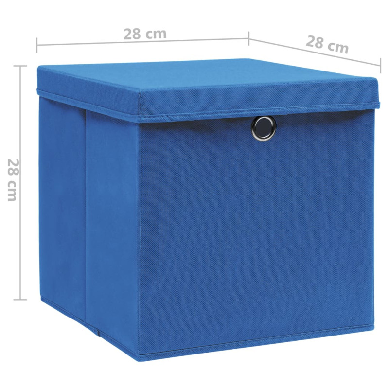 Produktbild för Förvaringslådor med lock 4 st 28x28x28 cm blå