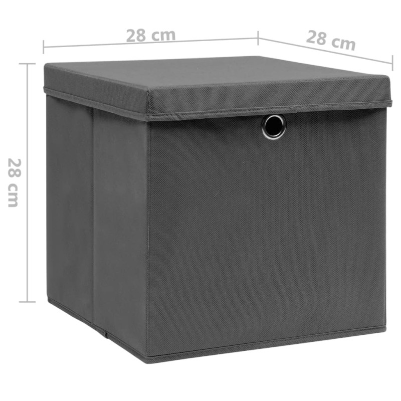 Produktbild för Förvaringslådor med lock 10 st 28x28x28 cm grå