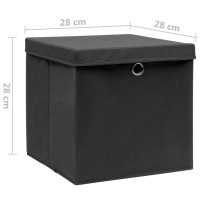Produktbild för Förvaringslådor med lock 10 st 28x28x28 cm svart