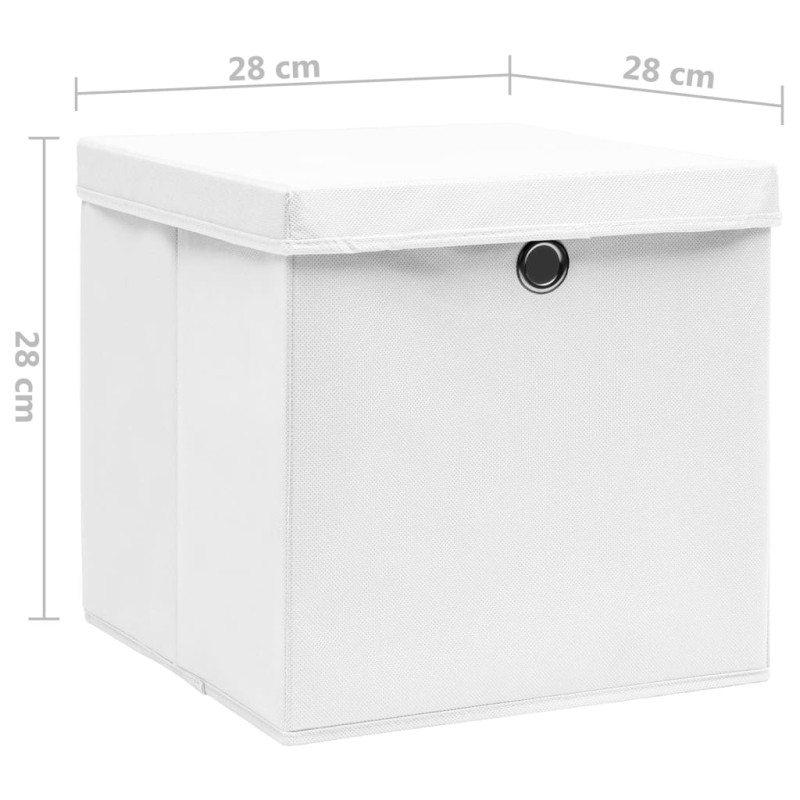 Produktbild för Förvaringslådor med lock 10 st 28x28x28 cm vit