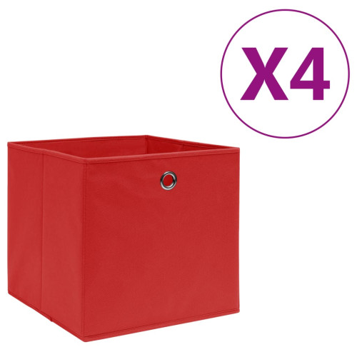 vidaXL Förvaringslådor 4 st non-woven tyg 28x28x28 cm röd
