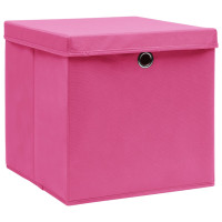 Produktbild för Förvaringslådor med lock 4 st 28x28x28 cm rosa