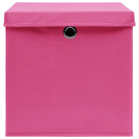 Produktbild för Förvaringslådor med lock 4 st 28x28x28 cm rosa