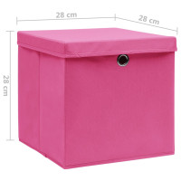 Produktbild för Förvaringslådor med lock 4 st 28x28x28 cm rosa