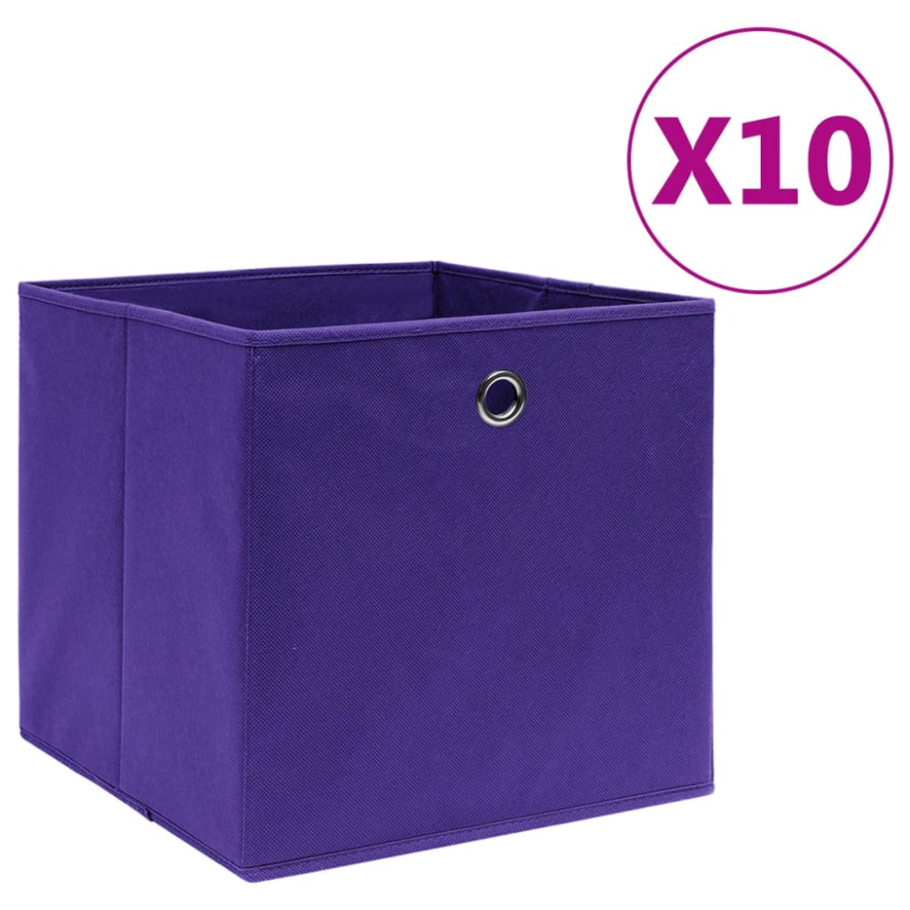 Produktbild för Förvaringslådor 10 st non-woven tyg 28x28x28 cm lila