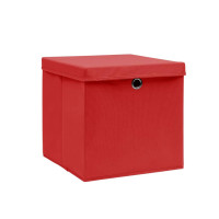 Miniatyr av produktbild för Förvaringslådor med lock 10 st 28x28x28 cm röd