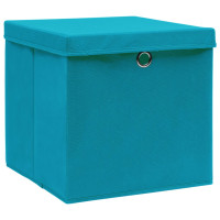 Produktbild för Förvaringslådor med lock 10 st 28x28x28 cm babyblå