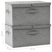 Produktbild för Förvaringslåda 2 st tyg 50x30x25 cm grå