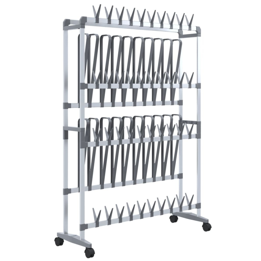 Produktbild för Skohylla med hjul silver 89x27x120 cm