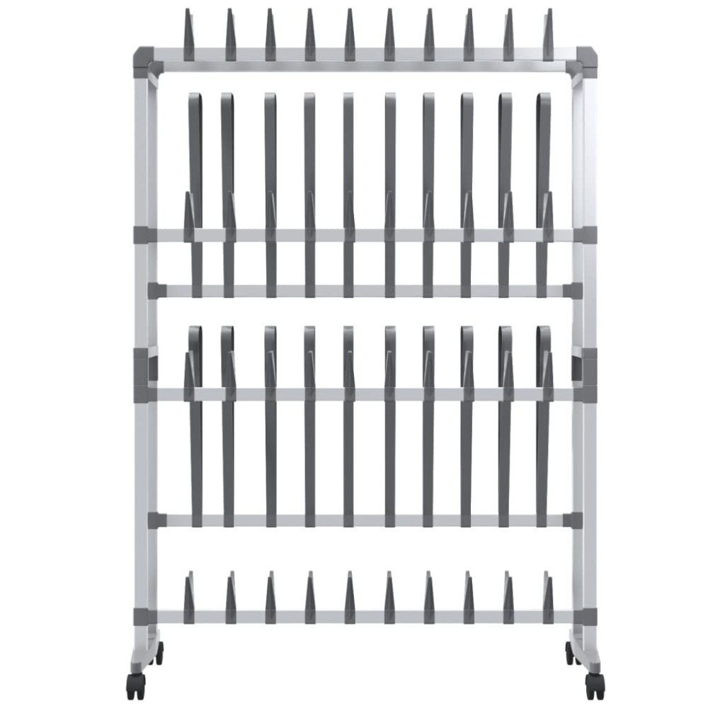 Produktbild för Skohylla med hjul silver 89x27x120 cm