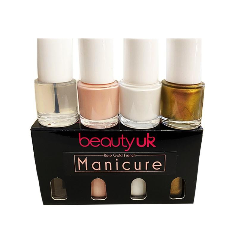 Produktbild för Beauty UK Rose Gold French Manicure Set 4x9ml