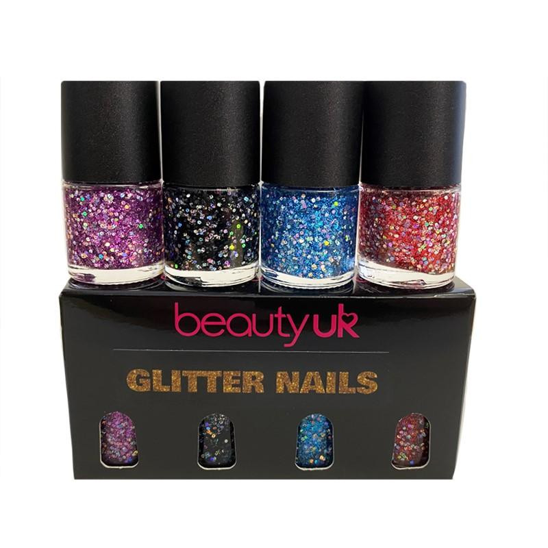 Produktbild för Beauty UK Glitter Nails Polish Set 4x9ml