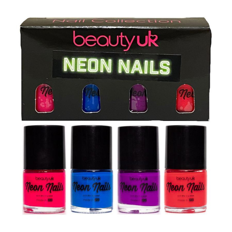 Produktbild för Beauty UK Neon Nail Polish Set 2 4x9ml