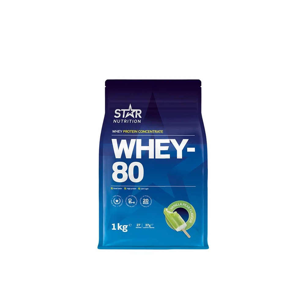 Produktbild för Whey-80 Proteinpulver Vanilj & Päron 1 kg