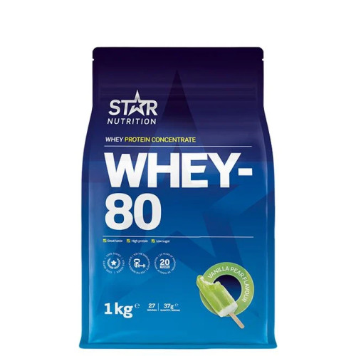 STAR NUTRITION Whey-80 Proteinpulver Vanilj & Päron 1 kg