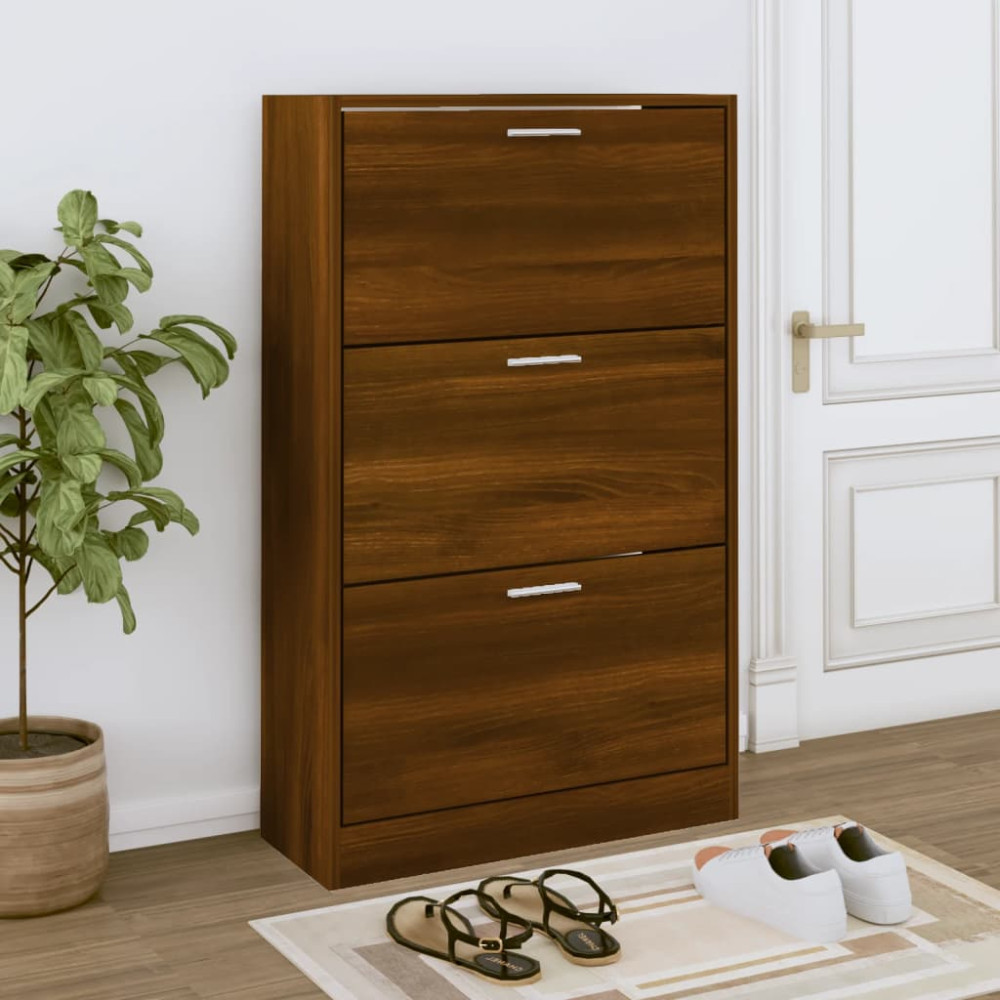 Produktbild för Skohylla sonoma-ek 63x24x103 cm konstruerat trä