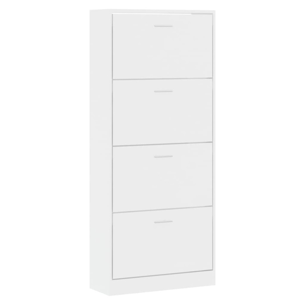 Produktbild för Skoskåp vit högglans 63x24x147 cm konstruerat trä