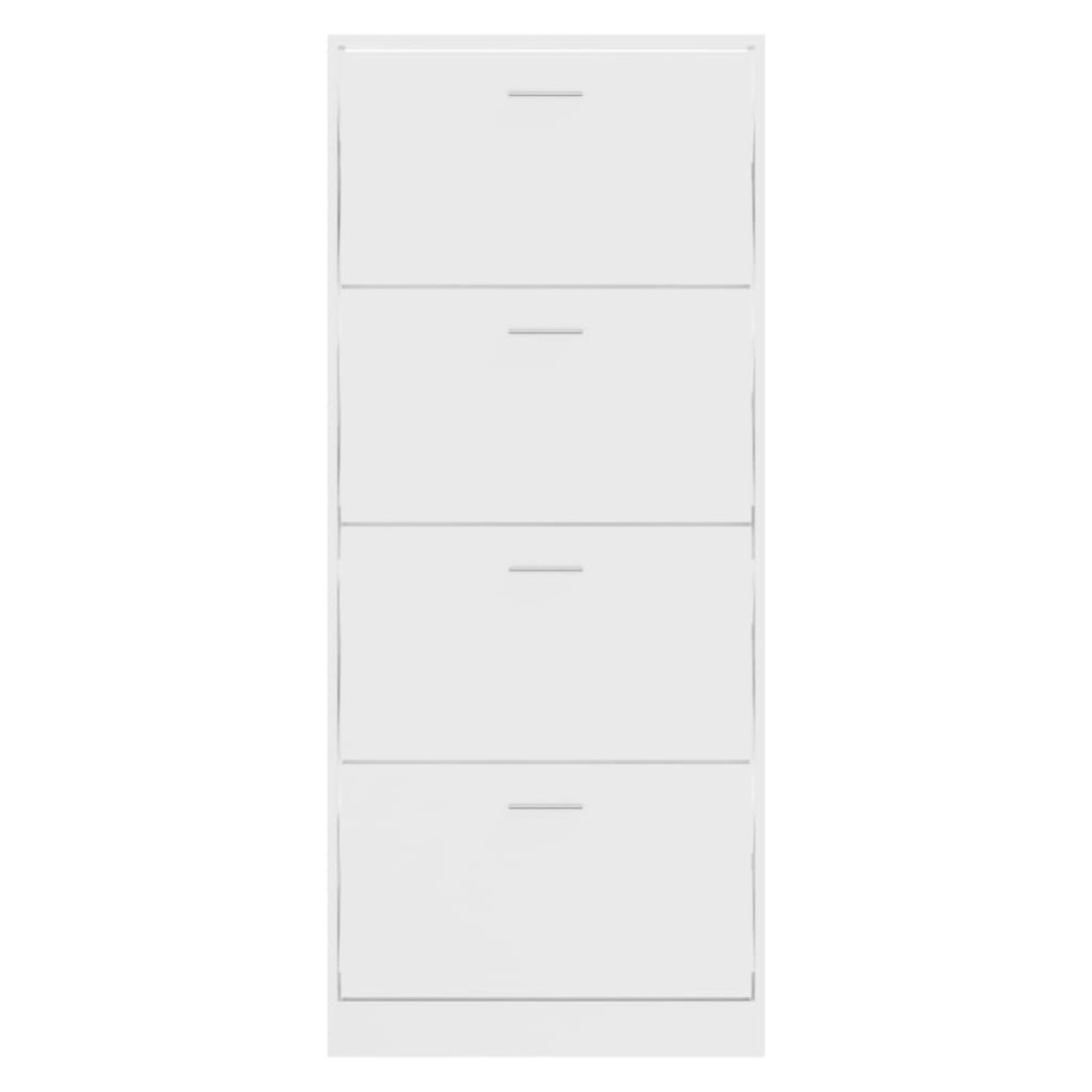 Produktbild för Skoskåp vit högglans 63x24x147 cm konstruerat trä