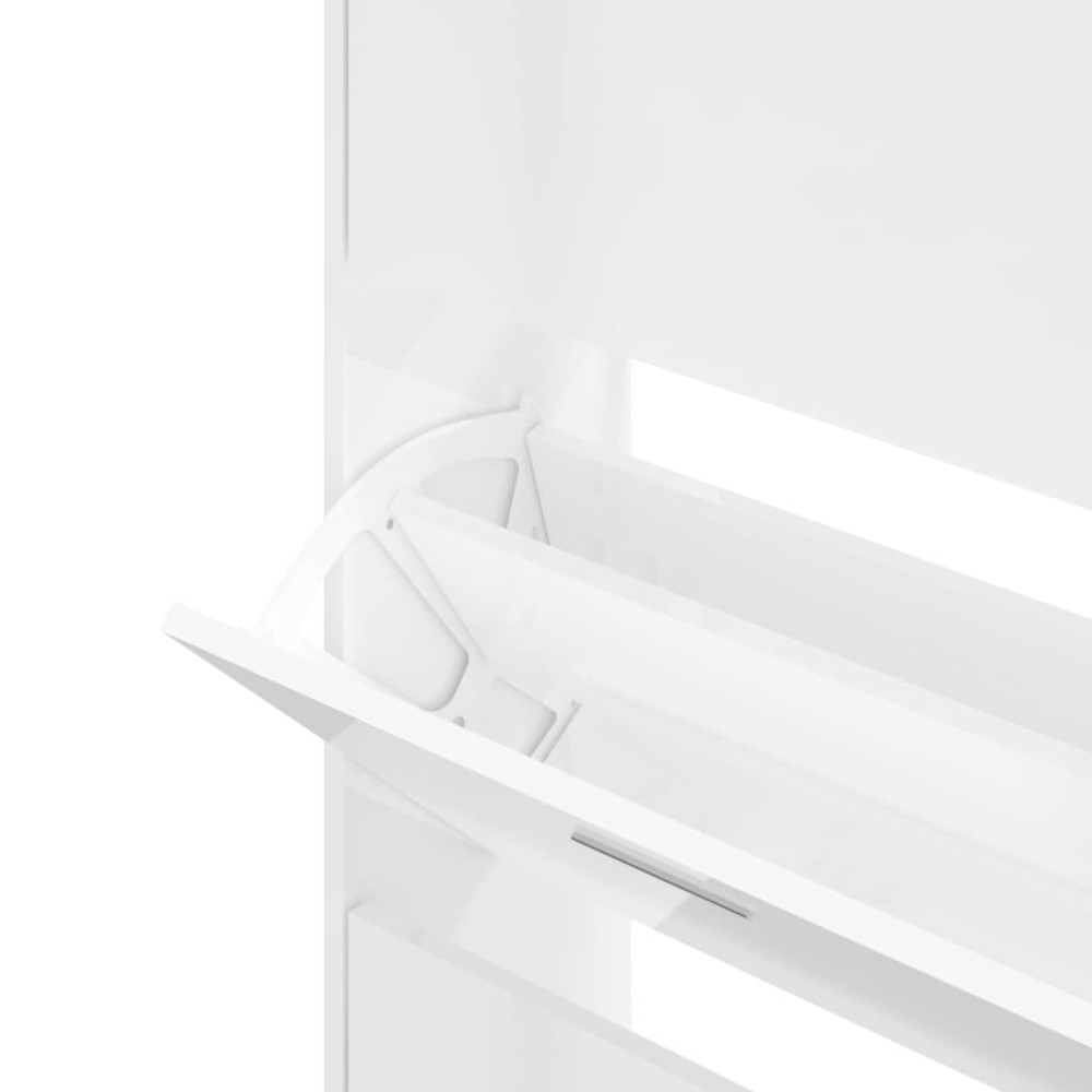 Produktbild för Skoskåp vit högglans 63x24x147 cm konstruerat trä