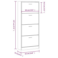 Produktbild för Skoskåp vit högglans 63x24x147 cm konstruerat trä