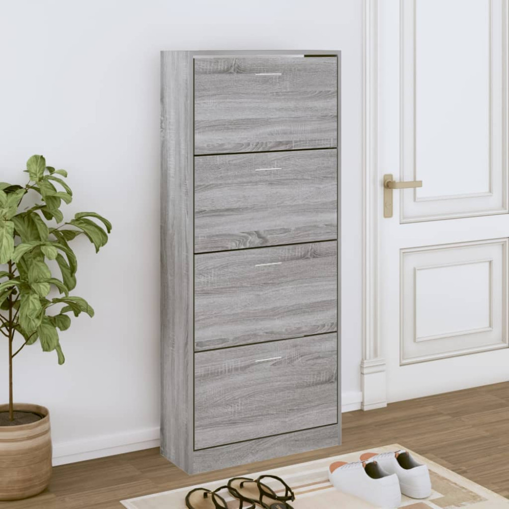 Produktbild för Skoskåp grå sonoma 63x24x147 cm konstruerat trä