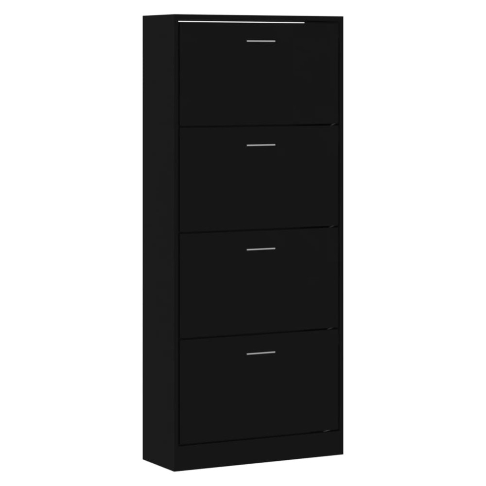 Produktbild för Skoskåp svart 63x24x147 cm konstruerat trä