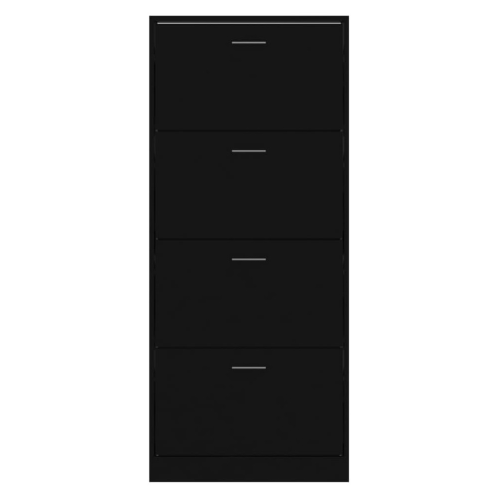 Produktbild för Skoskåp svart 63x24x147 cm konstruerat trä