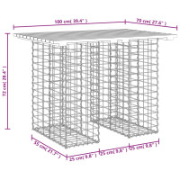 Produktbild för Trädgårdsbänk gabion-design 100x70x72 cm massiv furu