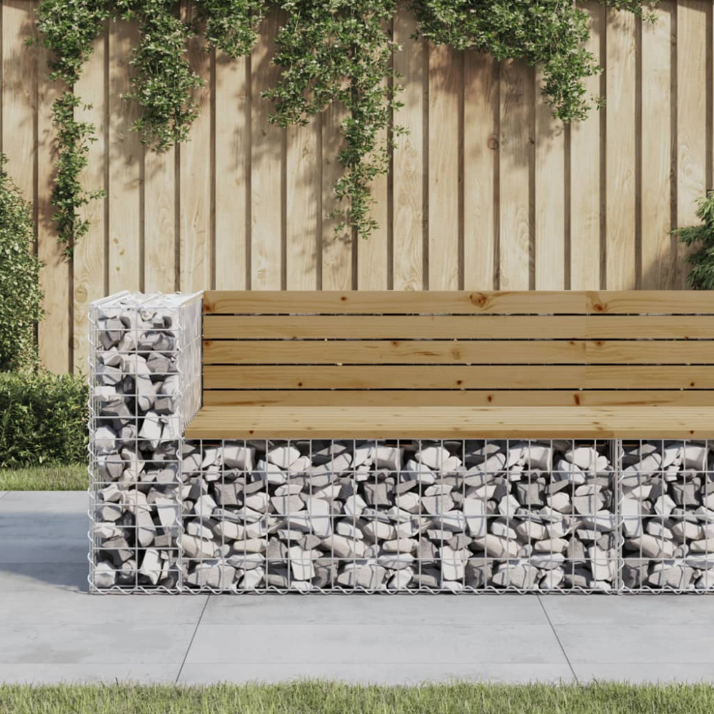 Produktbild för Trädgårdsbänk gabion-design 122x71x65,5 cm impregnerad furu