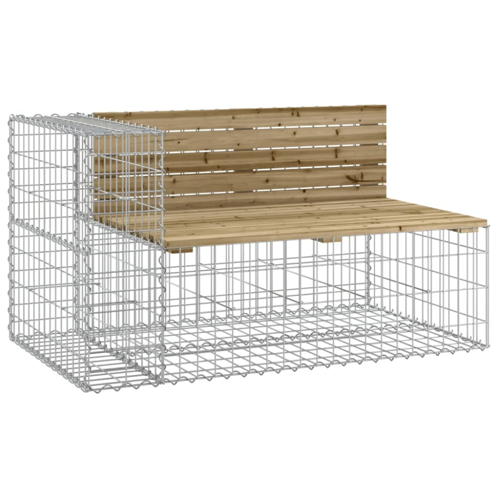 Produktbild för Trädgårdsbänk gabion-design 122x71x65,5 cm impregnerad furu