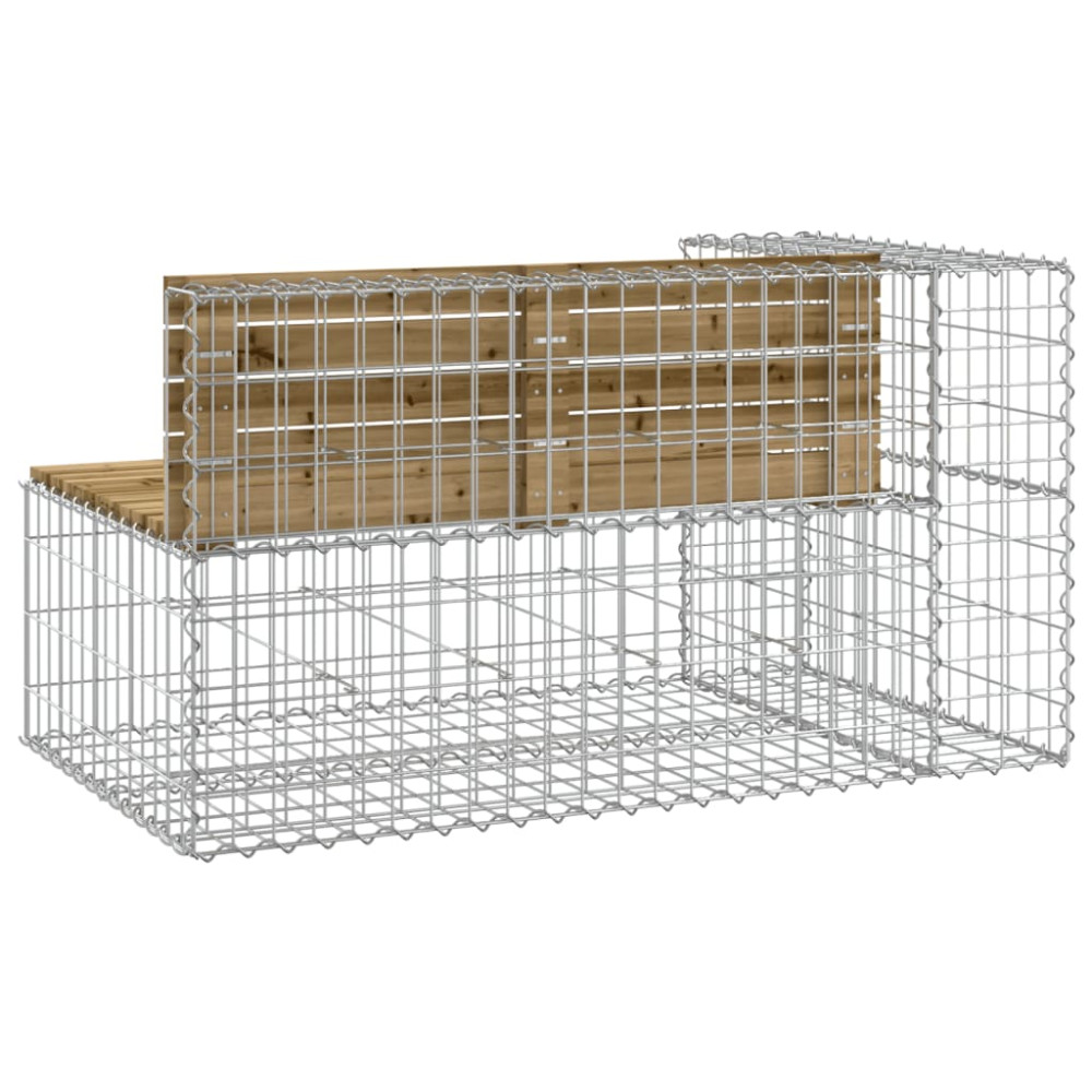 Produktbild för Trädgårdsbänk gabion-design 122x71x65,5 cm impregnerad furu