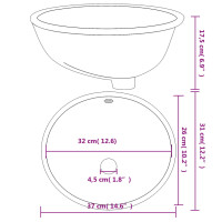 Miniatyr av produktbild för Handfat vit 37x31x17,5 cm ovalt keramik