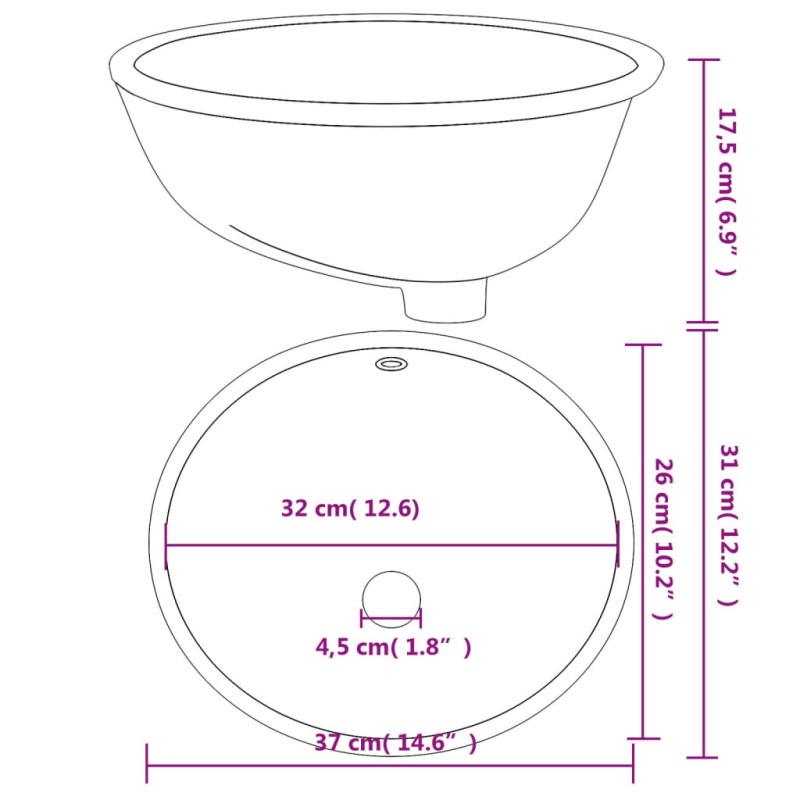 Produktbild för Handfat vit 37x31x17,5 cm ovalt keramik