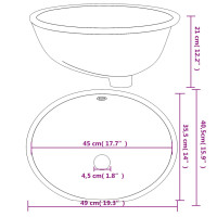 Miniatyr av produktbild för Handfat vit 49x40,5x21 cm ovalt keramik