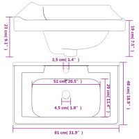 Produktbild för Handfat vit 81x48x23 cm rektangulärt keramik