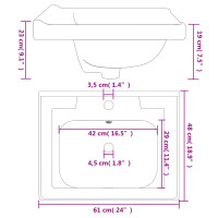 Produktbild för Handfat vit 61x48x23 cm rektangulärt keramik