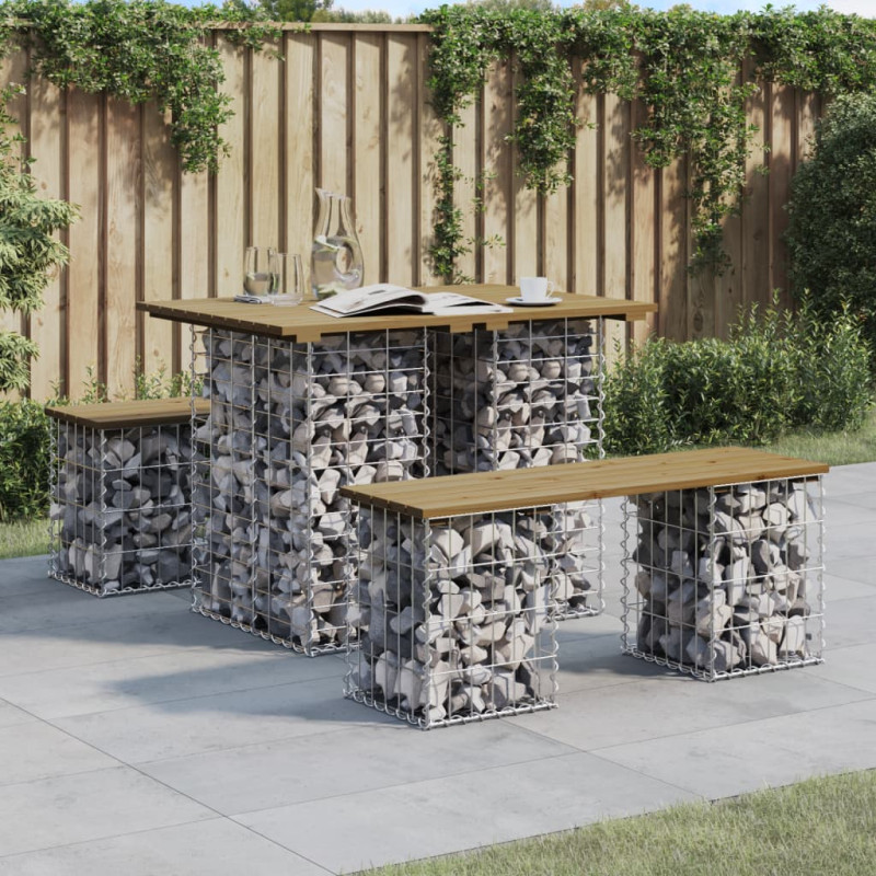 Produktbild för Trädgårdsbänk gabion-design 100x70x72 cm impregnerad furu