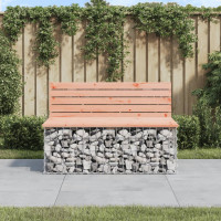 Produktbild för Trädgårdsbänk gabion-design 103x70x65 cm massivt douglasträ