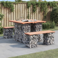 Produktbild för Trädgårdsbänk gabion-design 100x102x72 cm massivt douglasträ