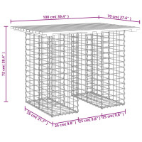 Produktbild för Trädgårdsbänk gabion-design 100x70x72 cm massivt douglasträ