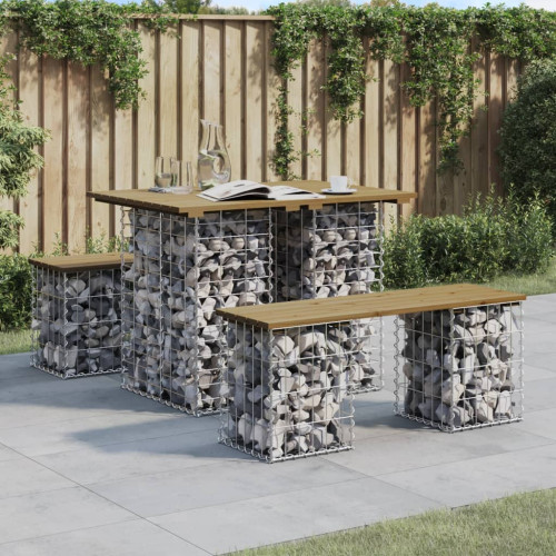 vidaXL Trädgårdsbänk gabion-design 100x70x72 cm impregnerad furu