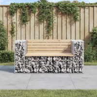 Produktbild för Trädgårdsbänk gabion-design 143x71x65,5 cm massiv furu