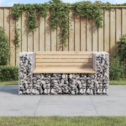 vidaXL Trädgårdsbänk gabion-design 143x71x65,5 cm massiv furu