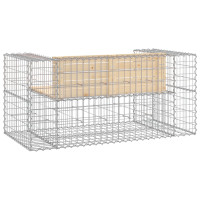 Produktbild för Trädgårdsbänk gabion-design 143x71x65,5 cm massiv furu