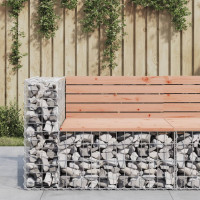 Produktbild för Trädgårdsbänk gabion-design 92x71x65,5 cm massivt douglasträ