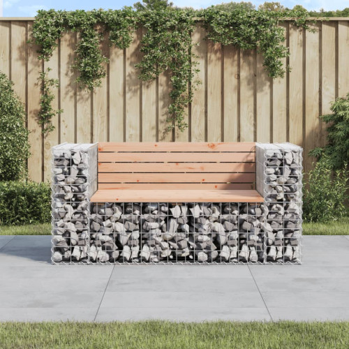 vidaXL Trädgårdsbänk gabion-design 143x71x65,5 cm massivt douglasträ