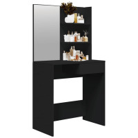 Produktbild för Sminkbord med spegel svart 74,5x40x141 cm