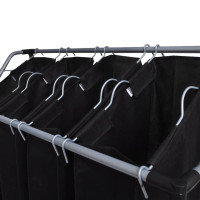 Produktbild för Tvättsorterare med 4 påsar svart grå